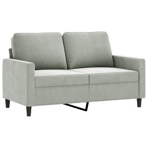 vidaXL Modern 2-Seater Sofa Crafted from Velvet and Metal Frame, Comfortable Padded Seating, Light Gray - Ideal for Living Room or Patio - 1 of 4