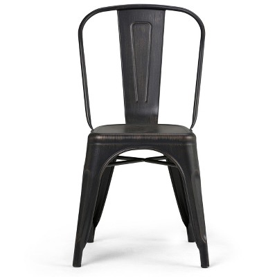 Freya Distressed Black Iron Industrial Dining Side Chair Set
