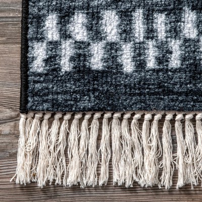 Majesty Moroccan Tassel Navy 4' x 6' Easy-Care Area Rug
