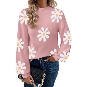 Zeagoo Sweaters for Women Fall Fashion 2025 Trendy Long Sleeve Turtleneck Pullover Lantern Knit Sweater Tops - 1 of 4