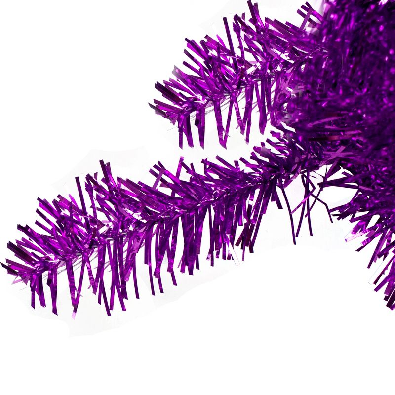 Northlight 24" Metallic Purple Artificial Double Tinsel Christmas Wreath - Unlit, 2 of 4