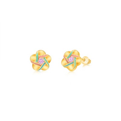 Chanteur Hypoallergenic Kids Jewelry Accessories Star CZ Yellow Gold Brass Plating Stud Earrings Surgical Titanium Posts
