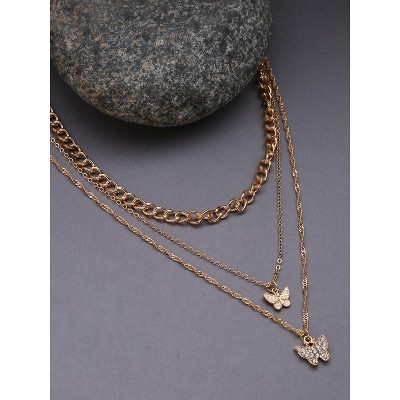 SOHI Women's Gold Everyday Multi-Layer Necklace