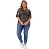 Agnes Orinda Women's Plus Size Metallic Round Neck Short Sleeve Summer Carnival Party Blouses - 3 of 4