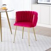 Vynxaria Modern Velvet Dining Chairs Set of 2 with Golden Metal Legs - 2 of 4
