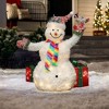 LuxenHome 3Ft Lighted Snowman with Bird, Festive Outdoor Christmas Display White, Red, Green, Multi - 2 of 4