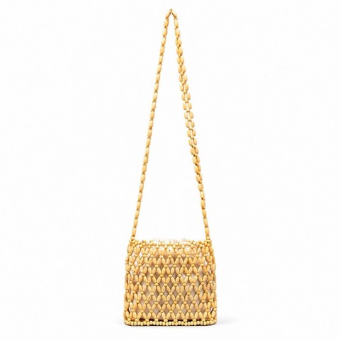 Сумки Alilang Hand-Crafted Wooden Beaded Crossbody Bag for Women - Lightweight Geometric Pattern Purse - Coffee