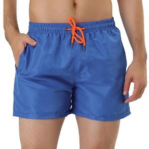 Lars Amadeus Men's Summer Drawstring Waist Solid Color Mesh Lining Swimming Board Shorts - 1 of 4