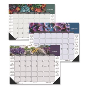 House of Doolittle Recycled Succulent and Cacti Desk Pad Calendar 12-Month January 2026 to December 2026 Multicolor Sheets Black Corners 17 x 22 - 1 of 4