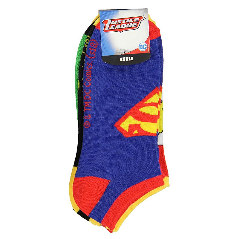 DC Comics Justice League Logos Adult 5 Pack Superhero Ankle No-Show Socks Multicoloured, 3 of 4