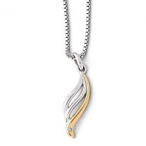 Black Bow Jewelry Wave Diamond Necklace in Rhodium & Gold Tone Plated Silver, 18-20 Inch - 1 of 3