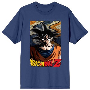 Dragonball Z Goku Poster Art Crew Neck Short Sleeve Navy Women's T-shirt - 1 of 2