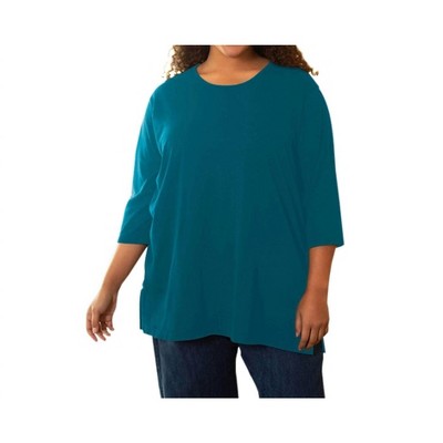 Women's Cotton 3/4 Sleeve U-Neck Tee - Plus - On The Plus Side