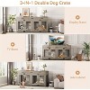 71" Double Dog Crate Furniture with 3 Storage Drawers | Wooden TV Stand & Pet Kennel with Removable Divider - 2 of 4