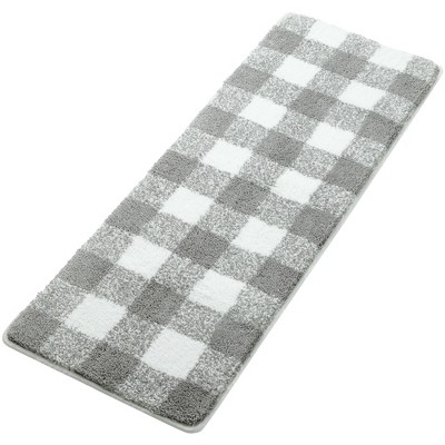 Piccocasa Microfiber Plaid Bathroom Rugs Extra Soft Fluffy Absorbent Bath  Rug Gray White 17x24 : Target