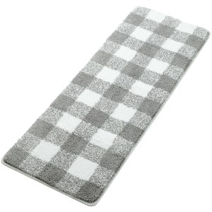 PiccoCasa Microfiber Plaid Bathroom Rugs Extra Soft Fluffy Absorbent Bath Rug - 1 of 3