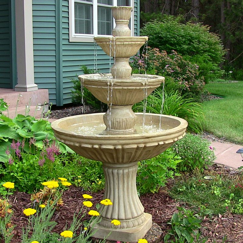 Sunnydaze 55"H Electric Polystone Classic Style 3-Tier Designer Outdoor Water Fountain, 2 of 12