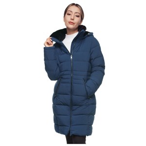 Rokka&Rolla Women's Heavy Long Winter Coat with Fleece Hood Parka Jacket - 1 of 4