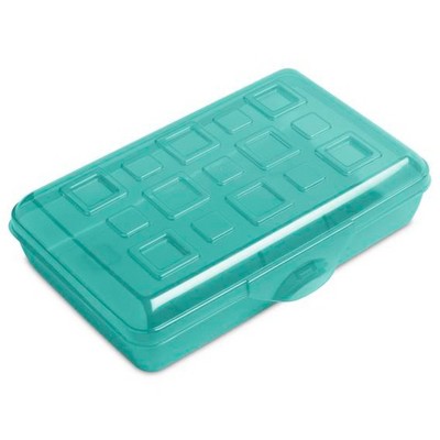 Sterilite Small Translucent Plastic Pencil Box Case with Lid for School & Office Supplies Pen Holders