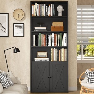 Celebalcony Bookshelf, Industrial Bookshelves and Bookcases with Doors Floor Standing 6 Shelf Display Storage Shelves 70.6 inches Tall - 1 of 4