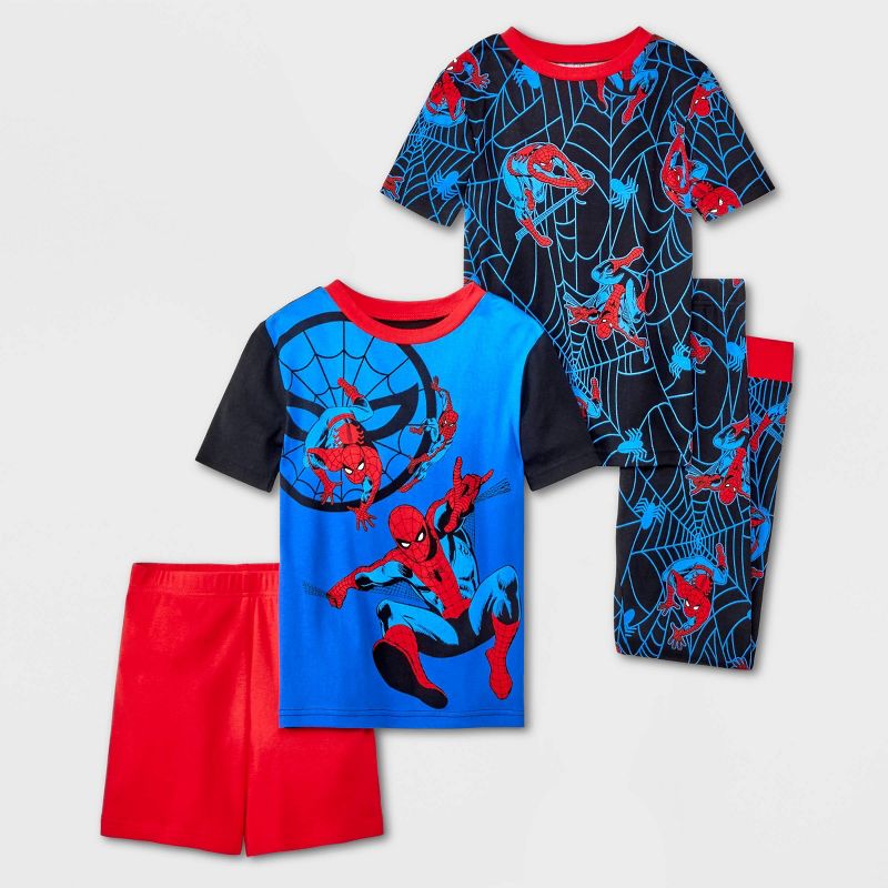 Boys' Marvel Spider-Man 4pc Snug Fit Pajama Set - Navy Blue, 1 of 5