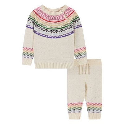 Image of Andy & Evan Infant  Girls Holiday Cream Sweater Set White, Size 0-3 Months