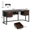 Resenkos Computer Desk, Office Desk, Study Desk,63-Inch Computer Desk Executive Desk with 4 Drawers,Brown - 2 of 4