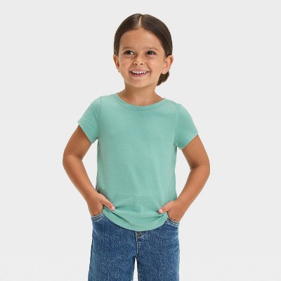 Image of Toddler Girls' Solid Short Sleeve T-Shirt - Cat & Jack™ Dark Green 5T