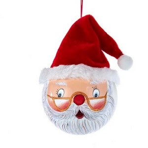 5.0 Inch Santa Face Ball Ornament Christmas Claus Painted Tree Ornaments - 1 of 3