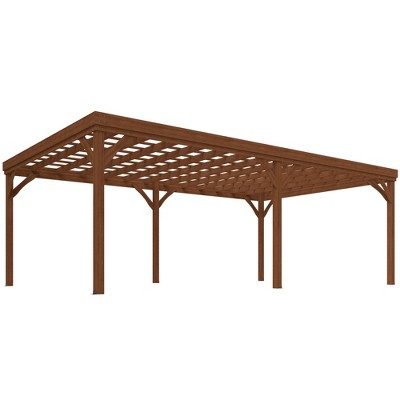 Outsunny Outdoor Wooden Pergola, Grape Vine Gazebo with Concrete Anchors for Garden, Patio, Backyard, Deck