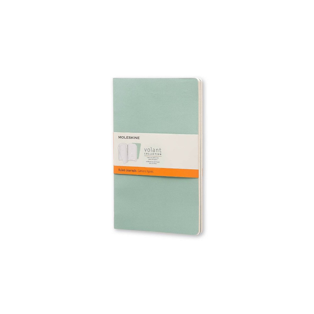 Moleskine Ruled Journal L Volant Sage Green: Soft Cover, Pocket Size, Perforated Pages, 5.125 x 8.25 Inches, 2 Pack