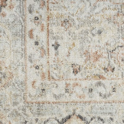 Light Grey Floral Synthetic Rectangular 5' x 7' Area Rug