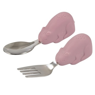 Tiny Twinkle Toddler Utensils, Spoon and Fork Set, BPA-Free Kids Silverware With Silicone Handle for 12 Months & Up