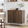TiramisuBest Modern Sideboard Buffet Cabinet with Tempered Glass Doors, Flip Top & Shelves, Metal Frame Storage Console for Kitchen & Living,Black - 3 of 4