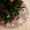 Joyfy 36inch Christmas Tree Skirt with White Snowflake, Burlap Tree Skirt for Xmas Decor Festive Holiday Decorations Indoor Outdoor - 2 of 4