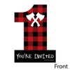 Big Dot of Happiness 1st Birthday Lumberjack - Channel The Flannel - Shaped Fill-in Invites - Birthday Party Invite Cards with Envelopes - Set of 12 - 3 of 4