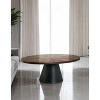 Sapphtopaz 36" Modern Coffee Table with Groove Drum Base Round Living Room Table with High Gloss Parquet Pattern Top Coffee Bar for Living Room - 3 of 4