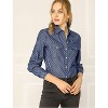 Allegra K Women's Regular Fit Point Collar Chest Pockets Button Down Dots Shirt - 2 of 4