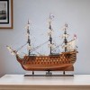 HomeRoots 36" Wood Brown Solid Wood Hand Painted HMS Victory Exclusive Edition Model Boat - 2 of 4