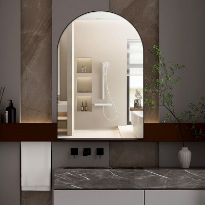 24"X36" Arched Recessed Medicine Cabinet For Bathroom Wall Cabinet With Arch Mirror And Adjustable Shelf,Wall Mirror With Storage-The Pop Home