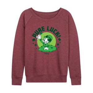 Women's - Disney - Pure Luck Lightweight French Terry Wide Neck Long Sleeve Shirt - 1 of 4