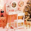 Tangkula Kids Vanity Set w/ Lighted Mirror Princess Makeup Dressing Desk & Chair Set White - 3 of 4