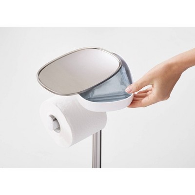 Stainless Steel Free Standing Toilet Paper Holder with Brush