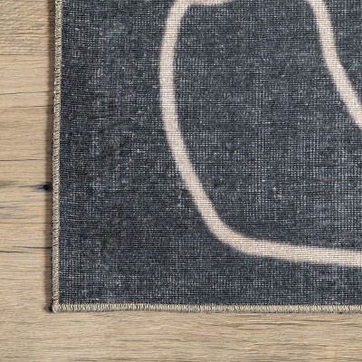 Carole Abstract Beige and Black Machine Washable Area Rug