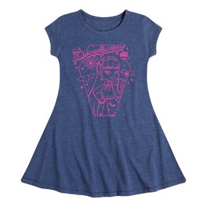 Girls' - Monster High - Draculara Pink Fit & Flair Cap Sleeve Dress - 1 of 3