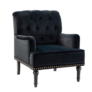 Bonifacio Contemporary Velvet button-tufted back Armchair with Nailhead Trim | Karat Home - 1 of 4