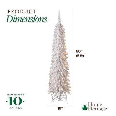 5' White Pre-Lit Slim Pine Christmas Tree with Metal Stand