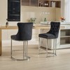 FONTOI 2PCS 25" Counter Height Bar Stools, Velvet Barstools with Button Back&Rivet Trim, Bar Stools, Black, 18.11"*38.2"*21.26" - 4 of 4