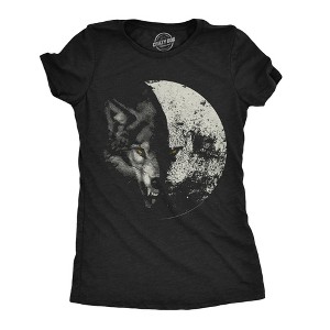 Womens Funny T Shirts Wolf Moon Cool Space Graphic Tee For Ladies - Crazy Dog Women's T Shirt - 1 of 4