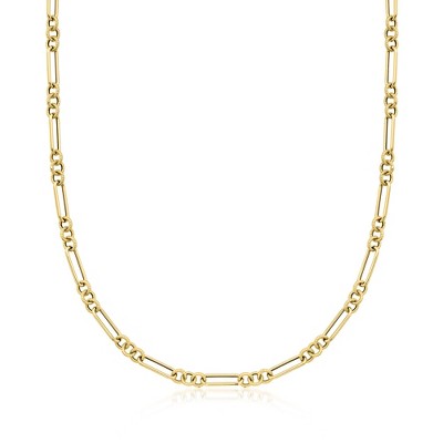 Ross-Simons Italian 14kt Yellow Gold Alternating Cable and Paper Clip Link Necklace